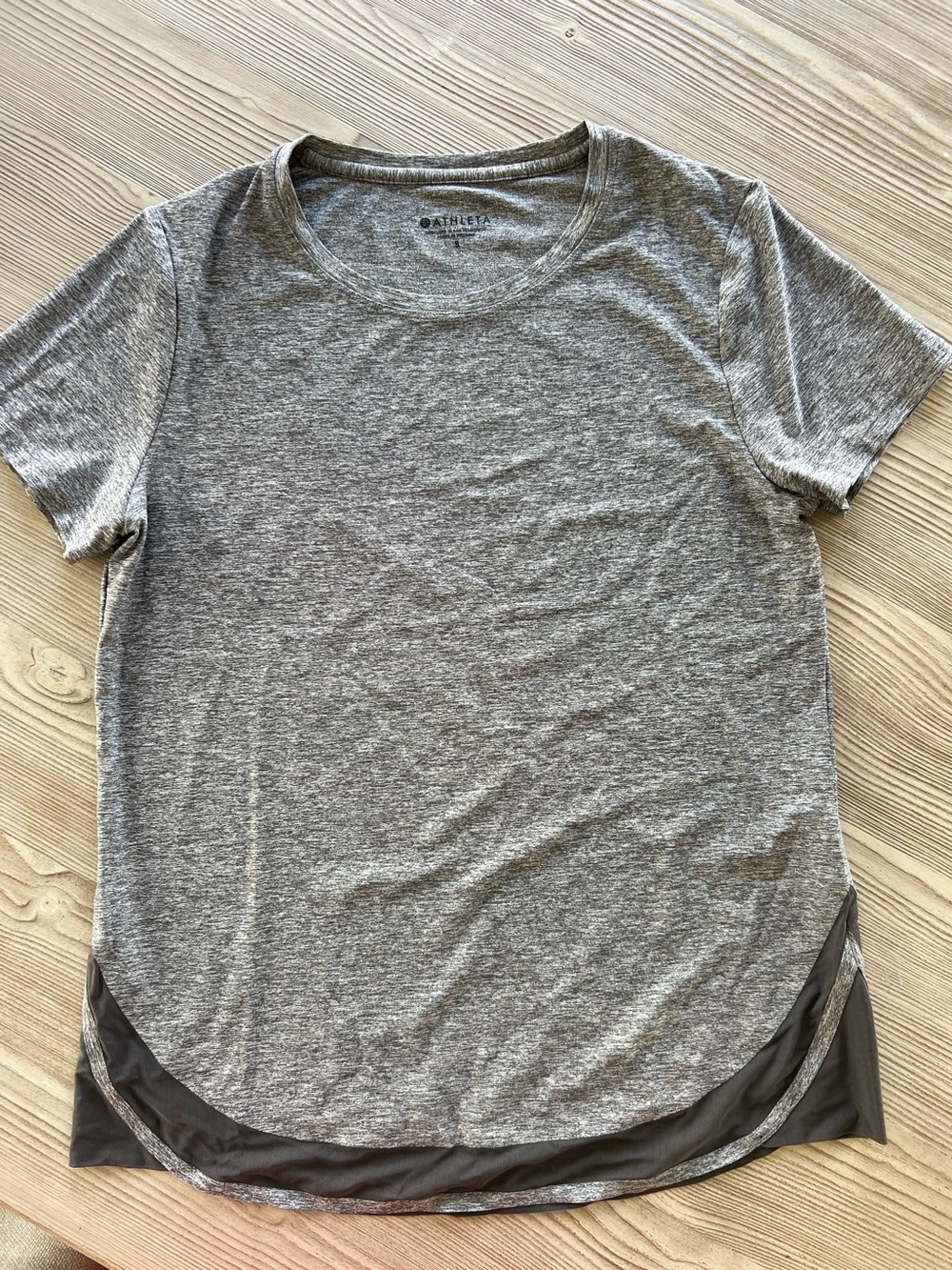 Athleta Heather Gray Short-Sleeve Layered-Hem Tee
